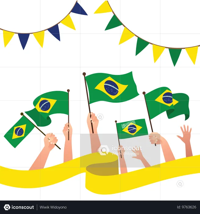 Alles Gute zum brasilianischen Unabhängigkeitstag mit wehenden Fahnen  Illustration