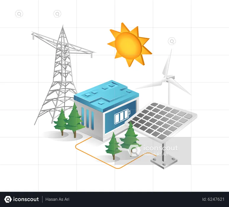 Almacenamiento de energía solar  Ilustración