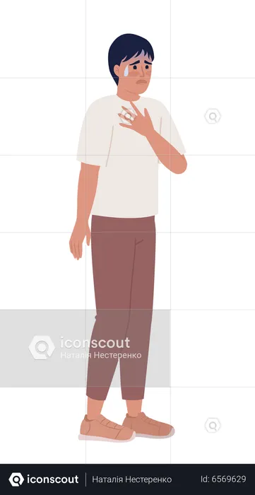 Almost crying worried man holding chest  Illustration