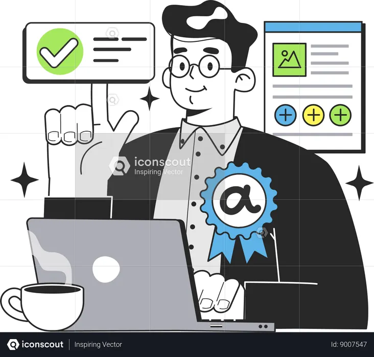 Alpha testing technique web banner or landing page. Software testing methodology  Illustration