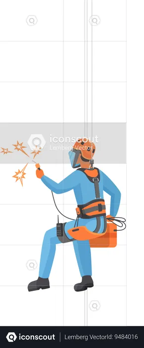 Alpinist worker doing welding  Illustration