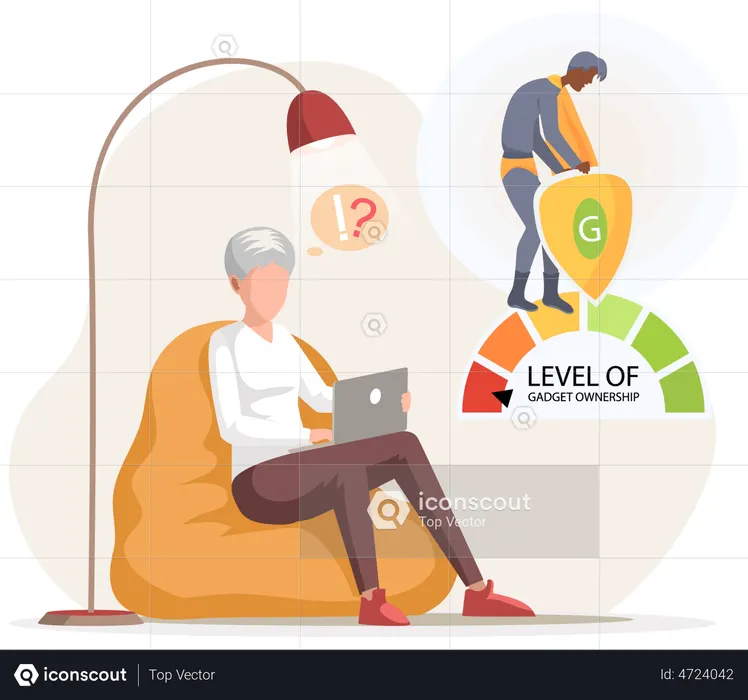 Alte Frau arbeitet am Computer  Illustration