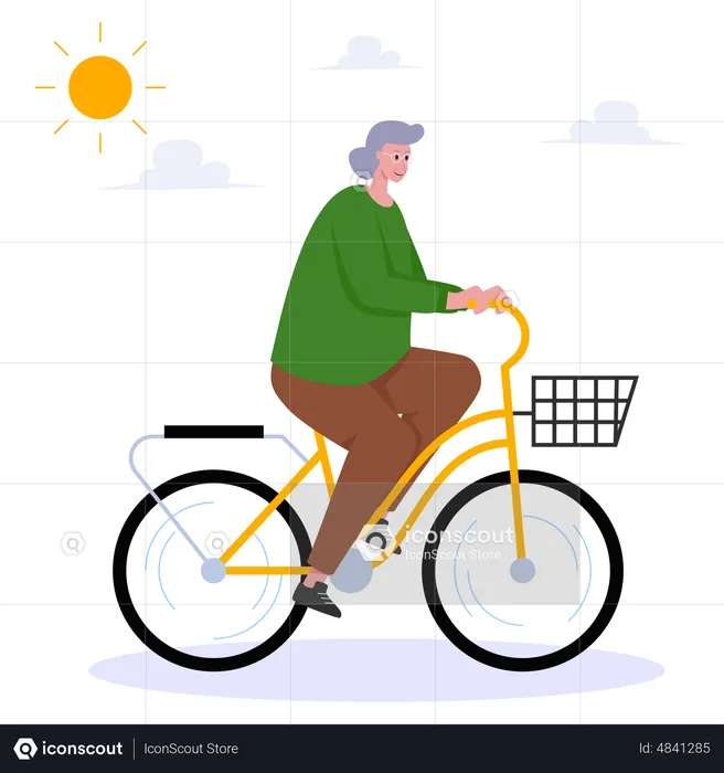 Alte Frau auf dem Fahrrad  Illustration