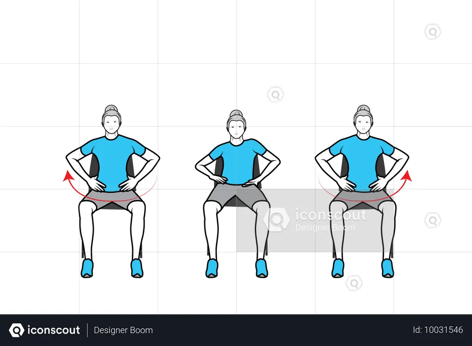 Ältere Frau macht Übungen auf Stuhl  Illustration