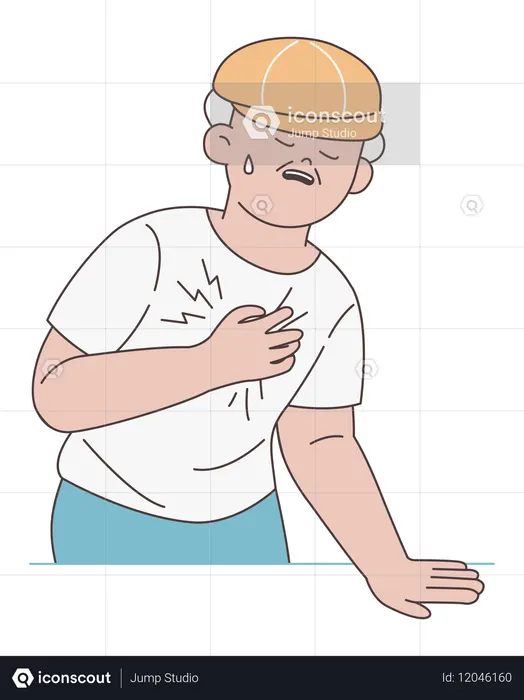 Älterer Mann mit Brustschmerzen  Illustration
