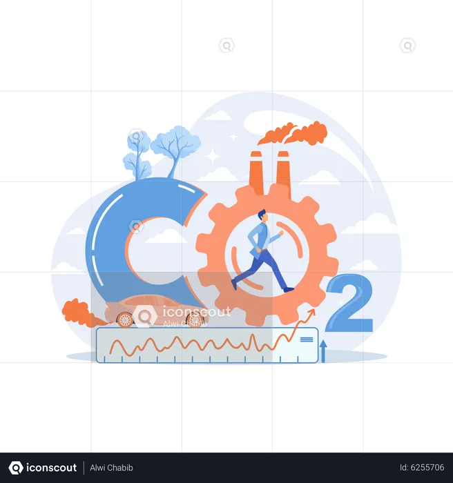 Altos niveles de dióxido de carbono en la atmósfera.  Ilustración