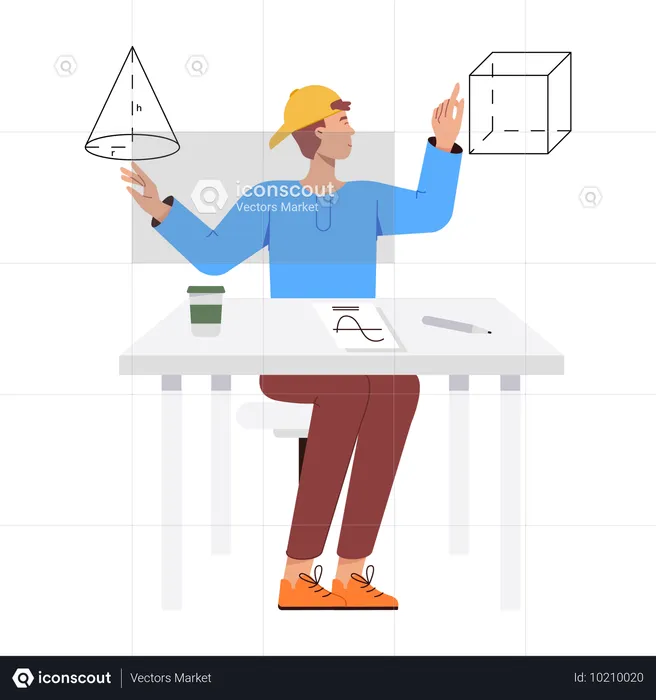 Aluno de matemática resolvendo problemas  Ilustração