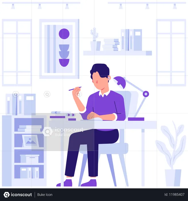 Estudante se prepara para teste  Ilustração