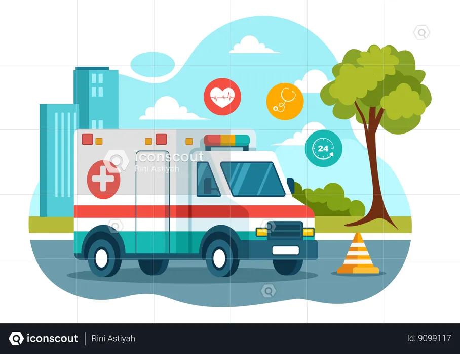 Ambulance pour urgence médicale  Illustration