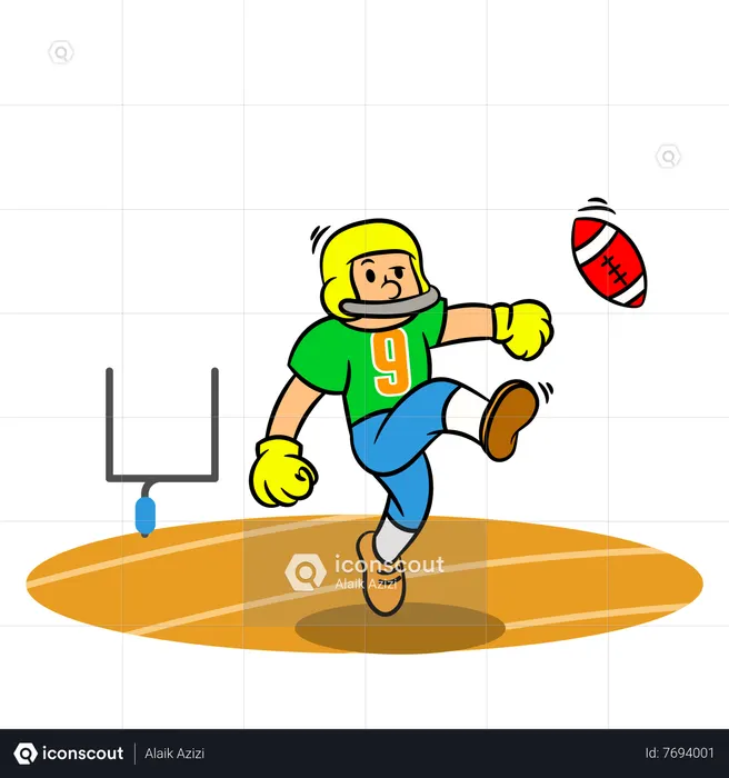 Best American football player kicking ball Illustration download in PNG
