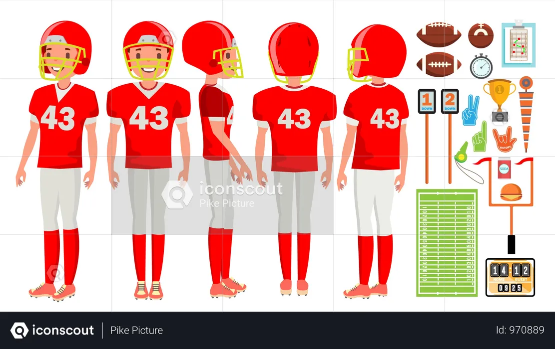 American Football Player Male Vector. Recreation Game. Challenge Banner. Isolated Flat Cartoon Character Illustration  Illustration