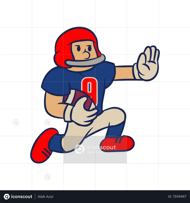 American Football Player running  Illustration