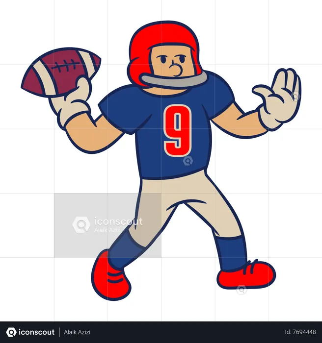 American Football Player throwing ball  Illustration