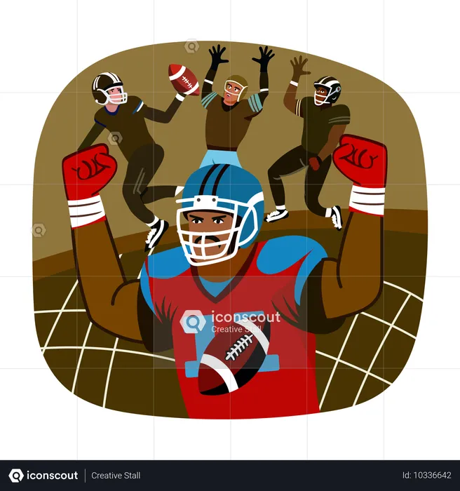 American Football-Spieler spielen im Spiel  Illustration