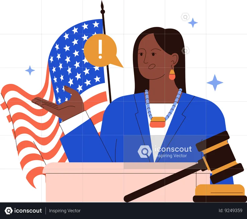 American lady giving law information  Illustration