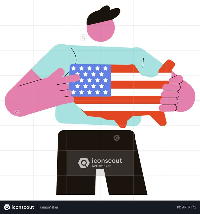 American man celebrating Independence Day  Illustration