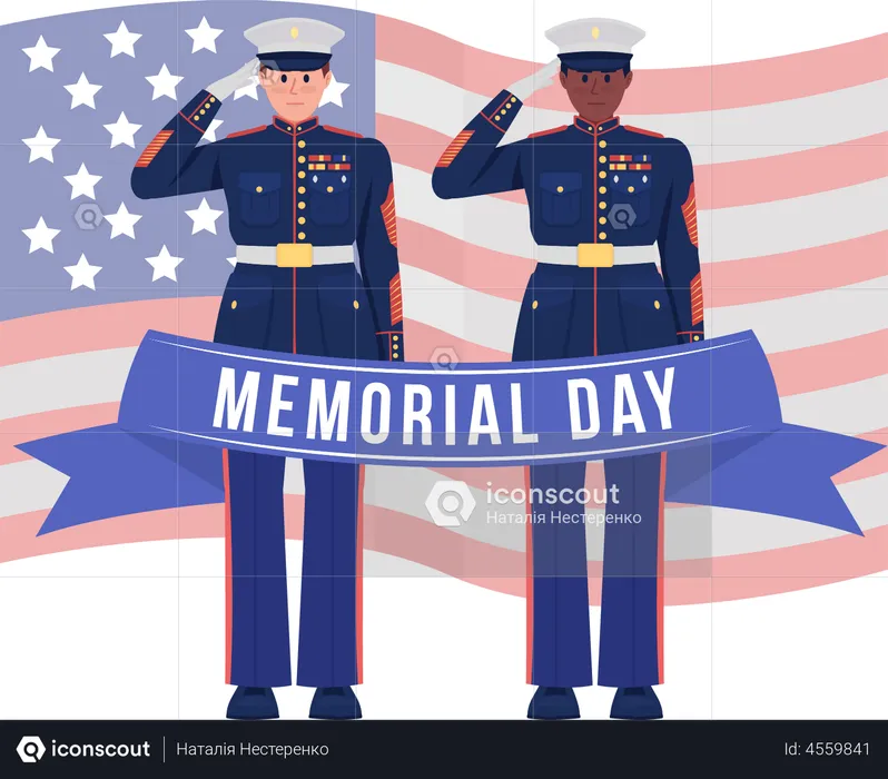 American Memorial day Flag Illustration