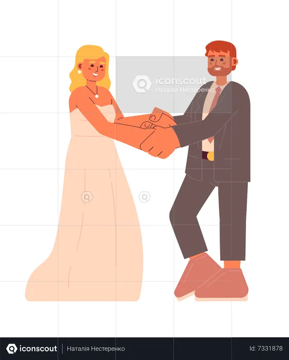 American wedding bride and groom  Illustration