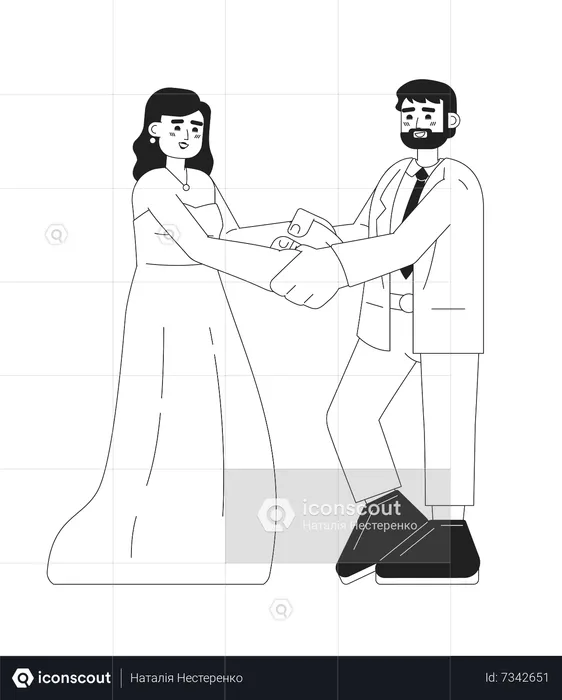 American wedding bride and groom  Illustration