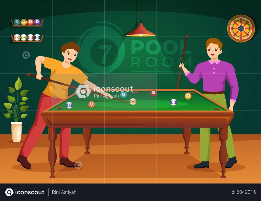 Ami jouant au billard  Illustration