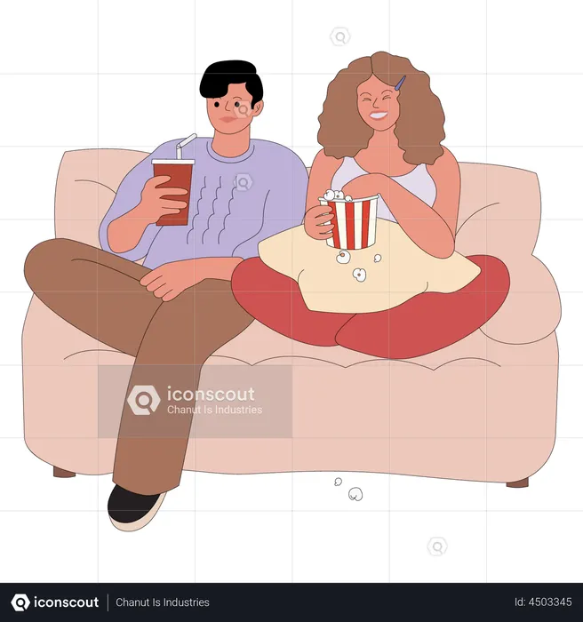 Amigos assistindo filme  Ilustração