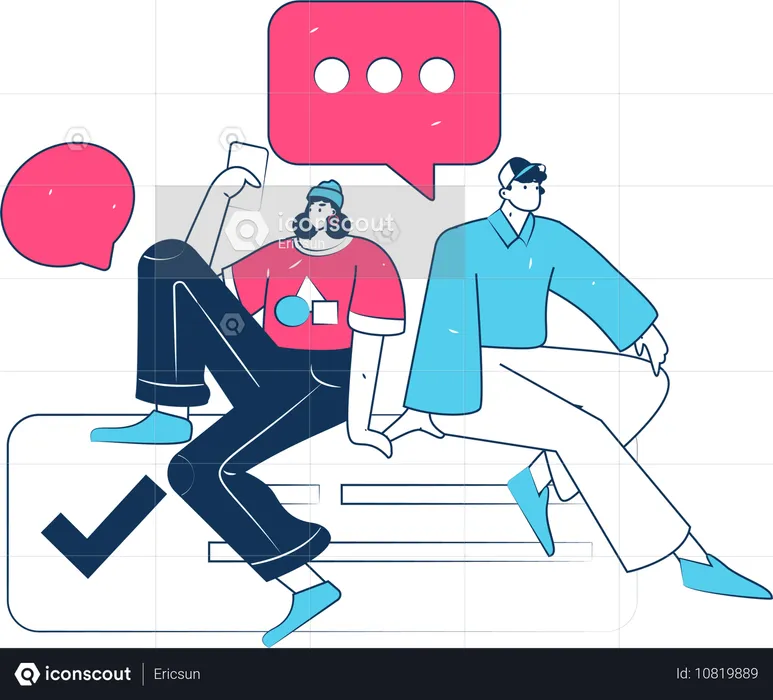 Amigos conversando on-line  Illustration