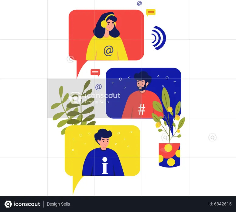 Amigos conversando em videochamada  Ilustração