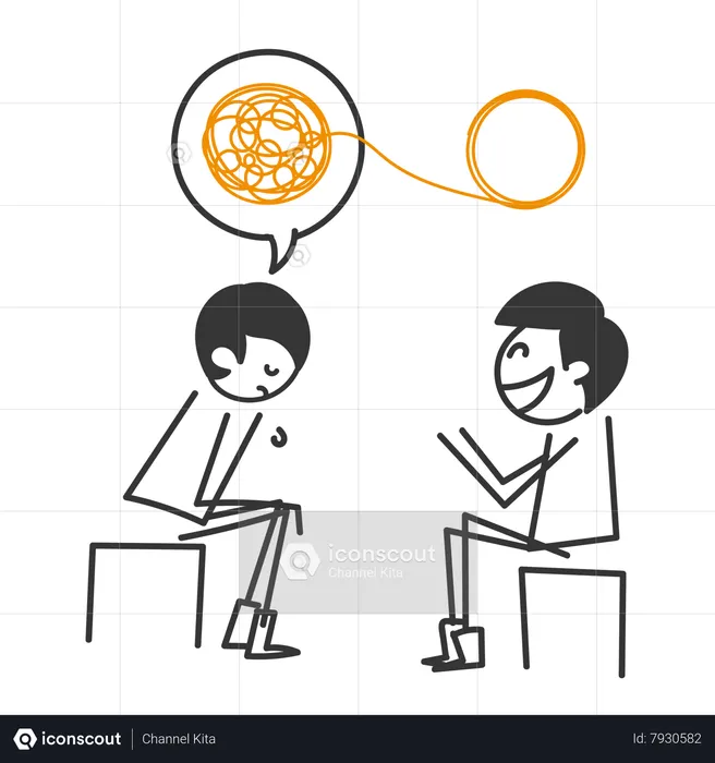 Amigos simplificando os pensamentos complexos  Ilustração