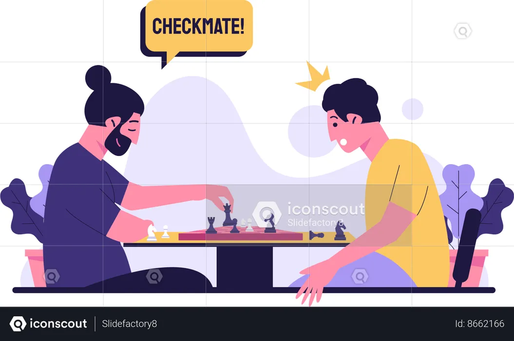 Amis jouant aux échecs  Illustration