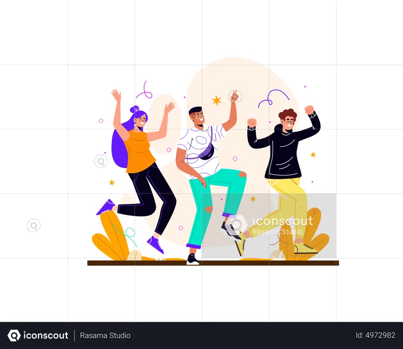 Amis qui sautent  Illustration