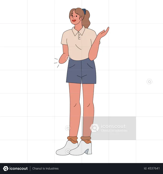 Amputee woman with one hand  Illustration
