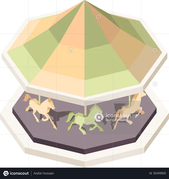 Amusement park horse ride circle Illustration