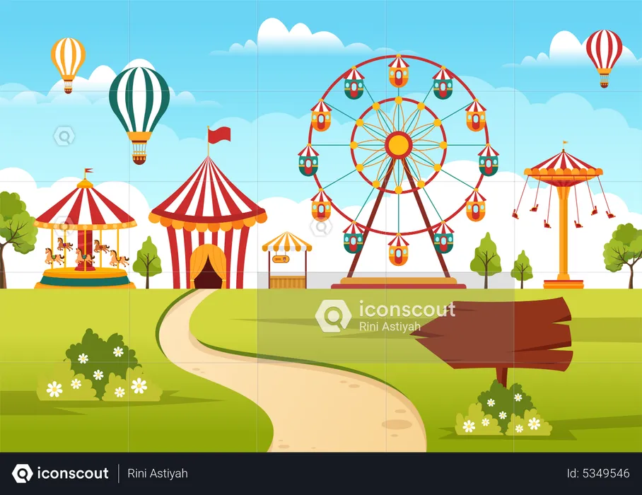 Amusement theme park Illustration