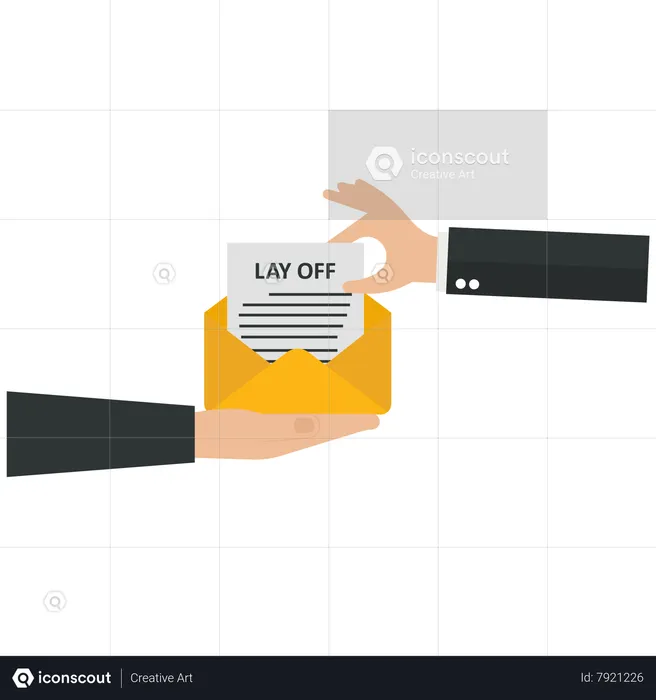 An employee picks a layoff letter from an envelope  Illustration