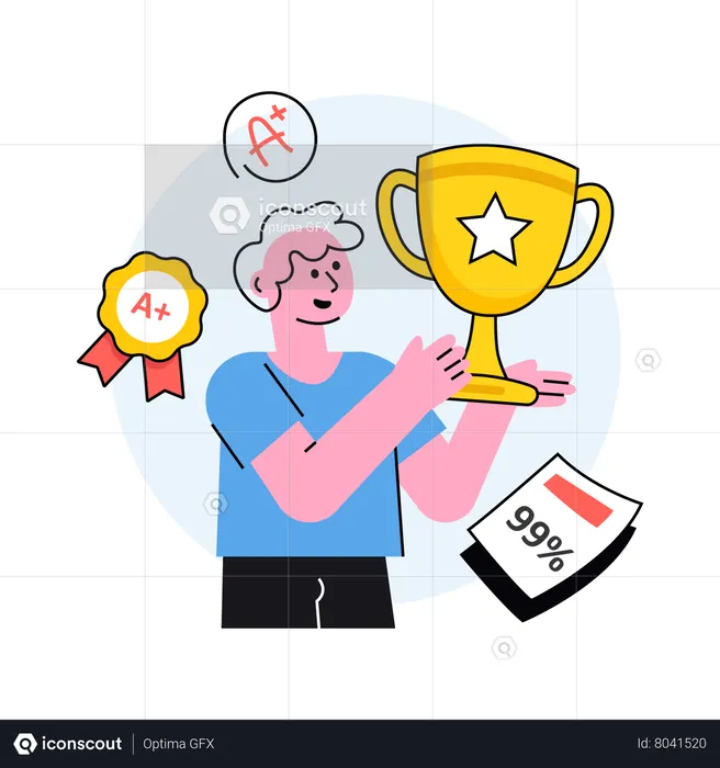 An intelligent student who has cleared all his exams with distinction  Illustration