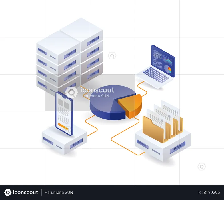 Análise de big data de servidores de hospedagem  Ilustração