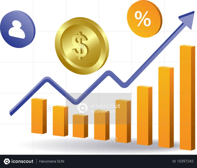 Análise do crescimento de negócios financeiros  Ilustração