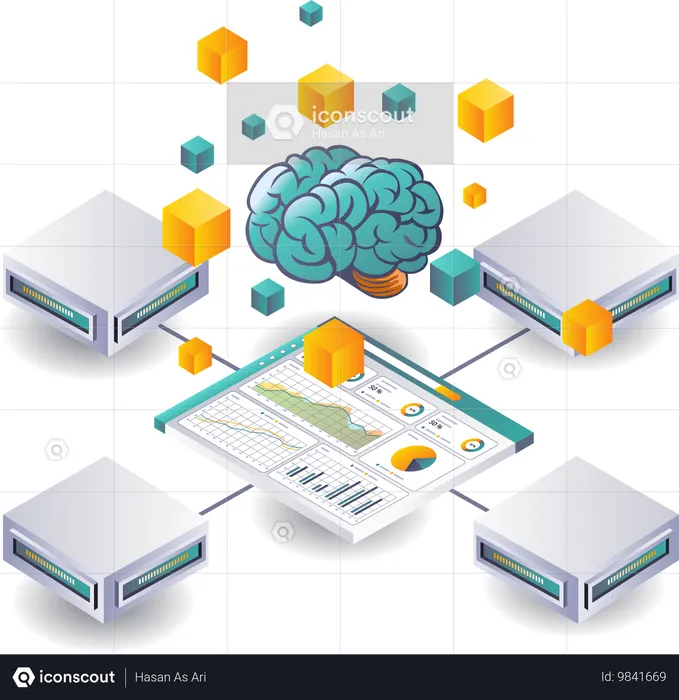 Análise de Dados de Inteligência Artificial em Redes de Servidores  Ilustração