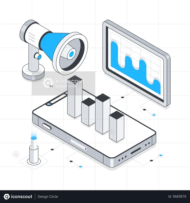 Análise de marketing e análise de crescimento  Ilustração