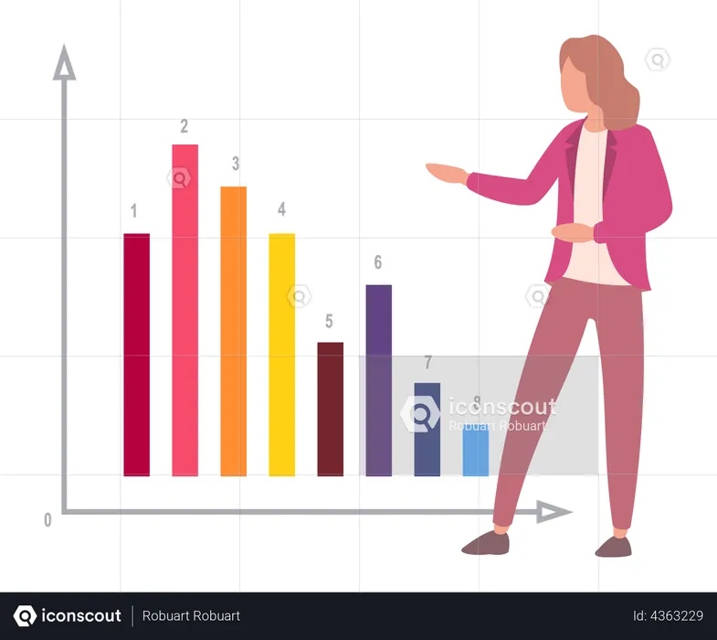 Análise de negócios por funcionária  Ilustração