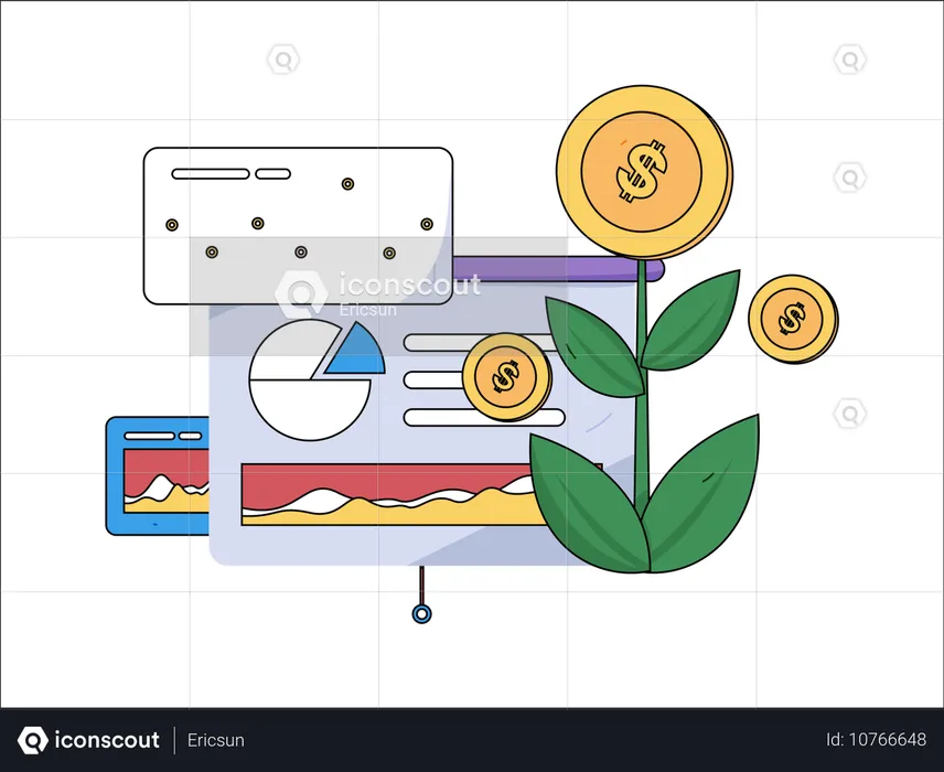 Análise financeira com lucro  Ilustração