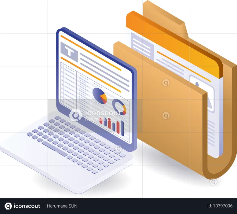 Gráficos de análisis de datos informáticos  Ilustración