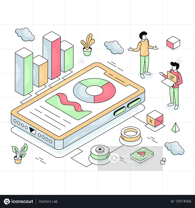 Análisis de datos móviles vistos por los empleados  Ilustración