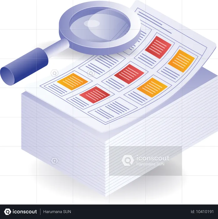 Análisis de resultados de impresiones de datos en papel  Ilustración