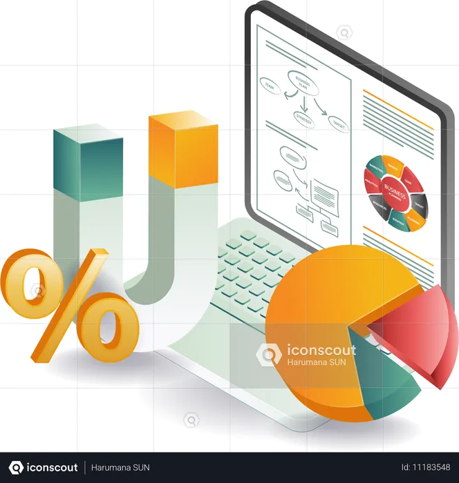 Análisis de negocios e infografía  Ilustración