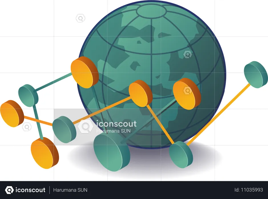 Análisis de redes análisis mundial  Ilustración