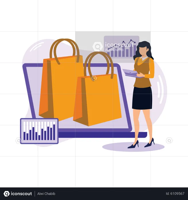 Análisis de tendencias de compras  Ilustración