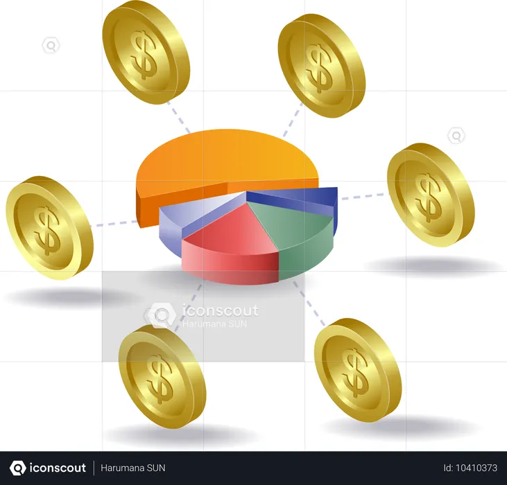 Análisis financiero con dinero  Ilustración