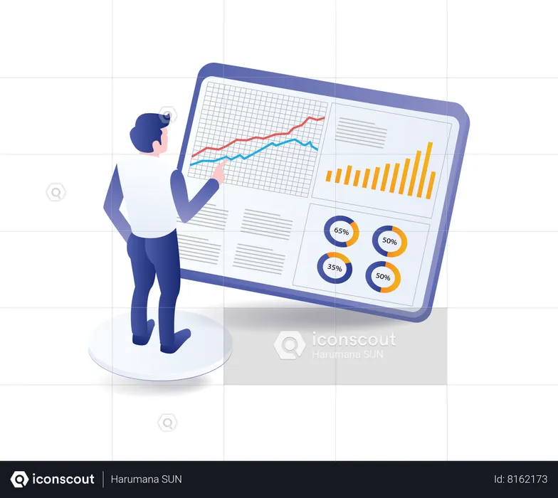 Crecimiento empresarial de diagnóstico de análisis gráfico  Ilustración