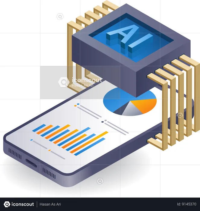 Smartphone analista de inteligencia artificial  Ilustración